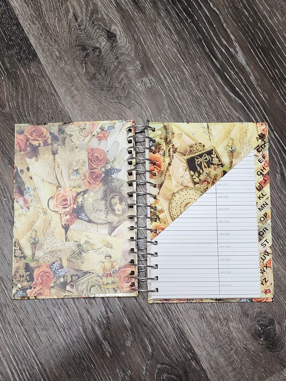 Vintage Hardcover Spiral Bound Floral Address Book - New